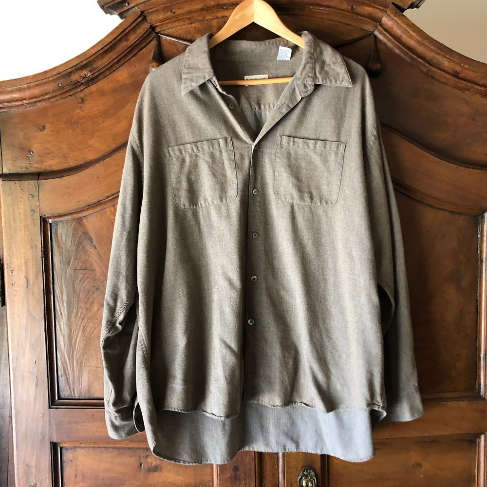 Tan Light Brown Button Down Long Sleeve Shirt XXL